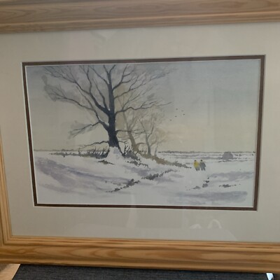 Original Watercolour Painting - Walking in winter by George Riding ...