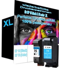 2 Cartridges Refilled for HP 78 + 15 C6615N C6615D C6578D C6578A