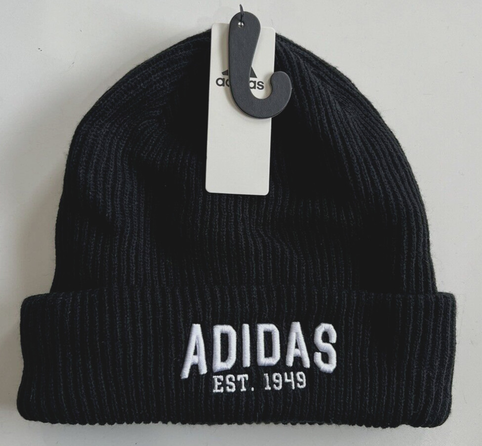 Adidas Men’s Foundation 3" Cuff Fold Beanie One Size Hat Black White New thumbnail 2