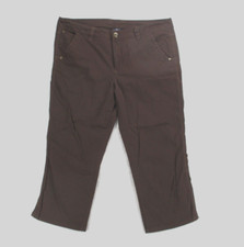 Faded Glory Cotton Cropped Chino Pants Women's 16 Dark Brown Stretch Mid-Rise