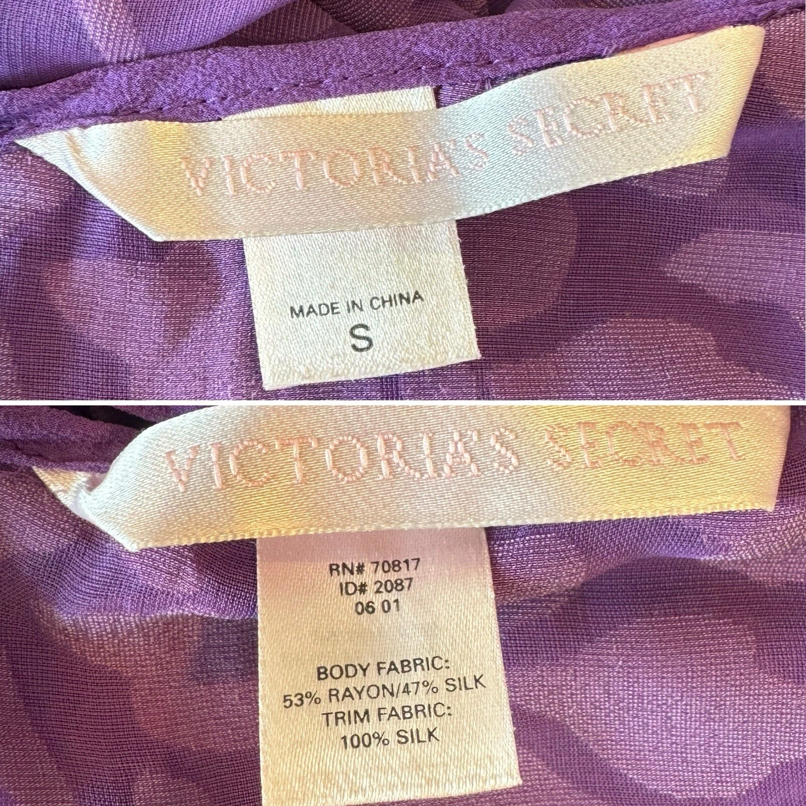 UNDERCOVER Abito slip vintage trasparente Y2K Victoria's Secret seta rayon viola velluto trasparente