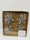 Nicole Miller Home Gold silver Napkin Rings Beads Set of 4 NEW.