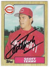 SCOTT TERRY 1987 TOPPS AUTOGRAPHED SIGNED # 453 CINCINNATI REDS