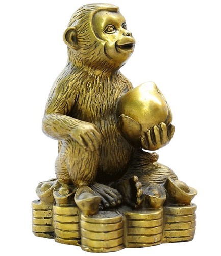 chinese fengshui brass wealth yuanbao money peaches