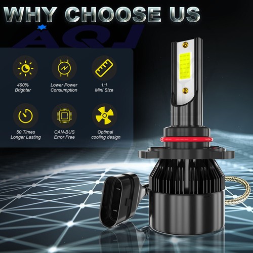 2-sides 9012 LED Headlight Bulbs kit Hi Low Beam 8000K Super Bright High Power - Bild 5 von 13