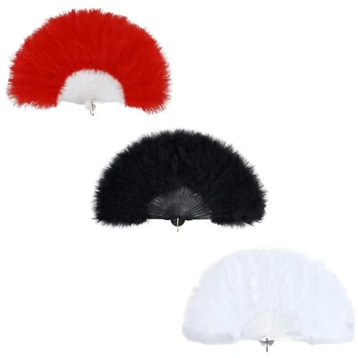 HENBRANDT 20s FEATHER FAN HAND HELD SOFT Flapper Halloween Wedding Ladies Fancy Dress