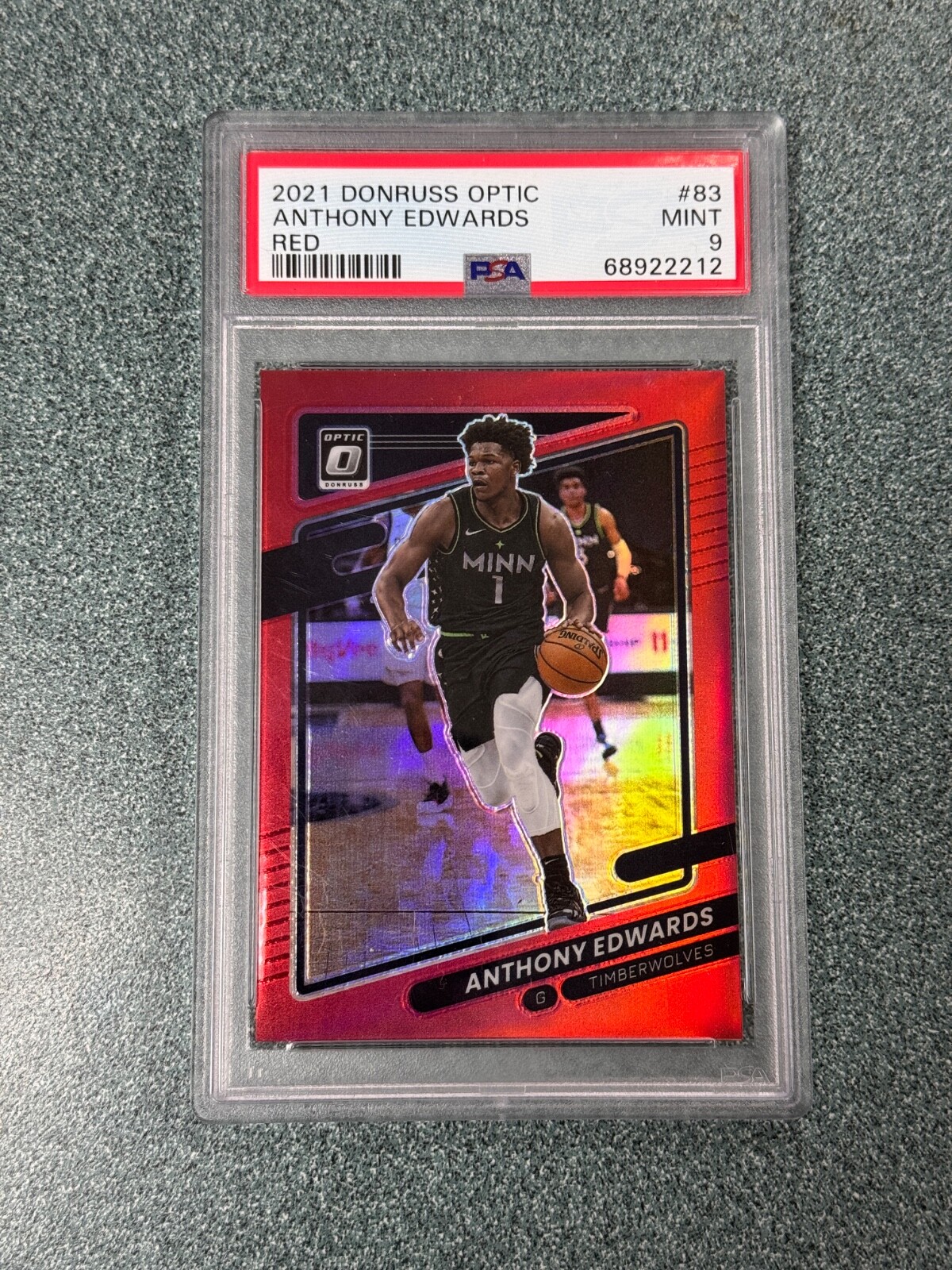 2021 Donruss Optic Anthony Edwards 83 Red Prizm /99 PSA 9 LOW POP