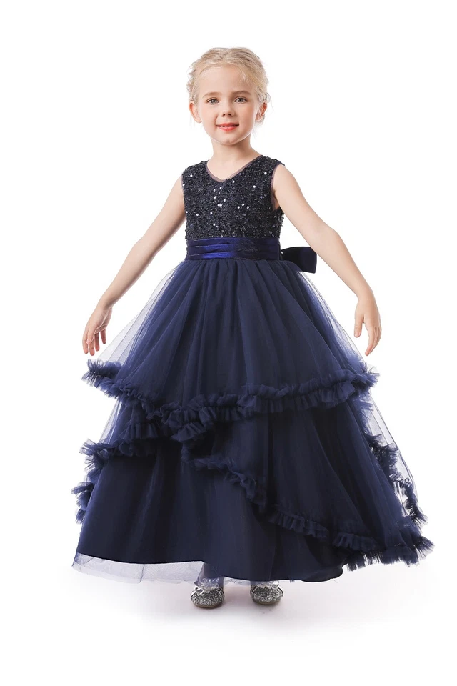 ELSA & ANNA® Mädchen formelles Ballkleid Hochzeit Brautjungfer Abschlussball Partykleid XA2022-2