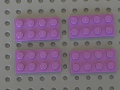 4 x LEGO Medium Lavender Plate 2x4 Ref 3020 Set 41031 41085 41393 41055 ...