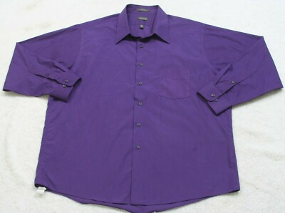 Purple Pocket Dress Shirt Solid Long Sleeve Men Arrow 18 34/35 Poly Cotton  1-718 | eBay