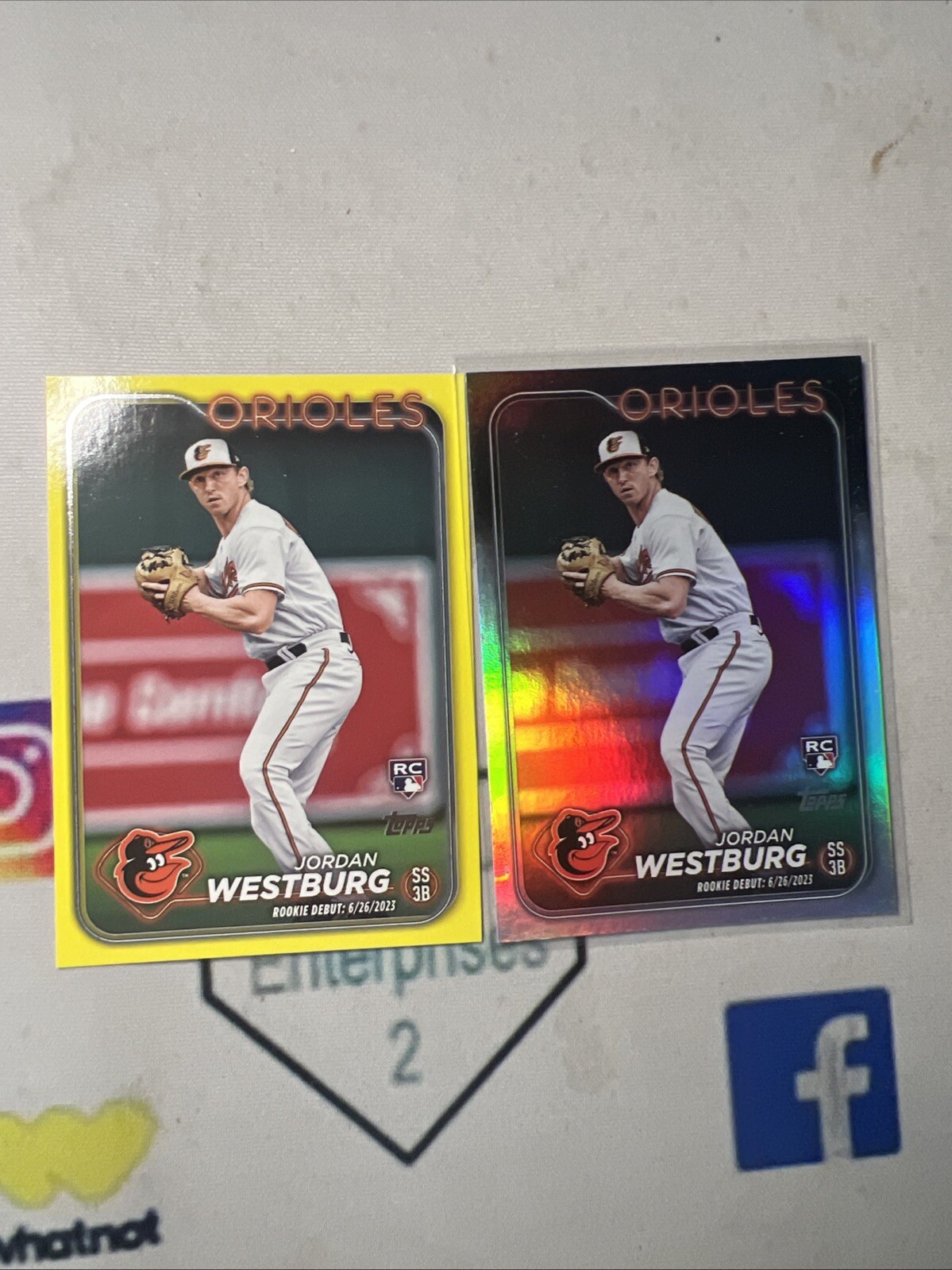 2024 Topps Update #US125 Jordan Westburg (RC) Yellow Parallel & Rainbow Orioles