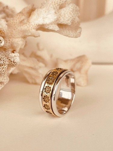 Thumb Spinner Ring for Women – Sterling Silver 925 Fidget Ring, Anxiety Relief M