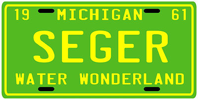 Bob Seger 1961 Detroit Michigan metal License plate