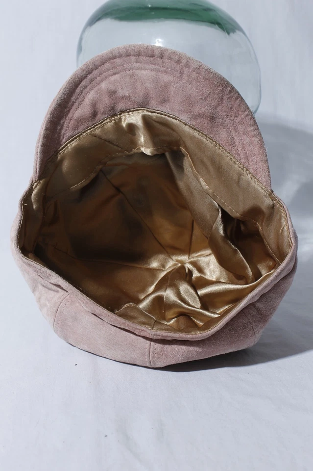 Boné Liz Claiborne couro camurça rosa salmão cabbie jornaleiro 6 7/8 (S) - Imagem 4 de 4