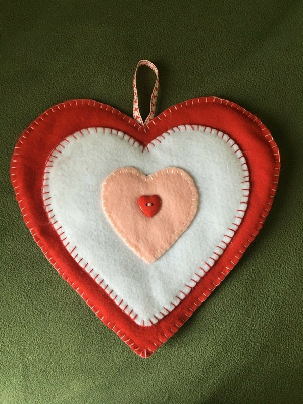 Love is in the Air!  Valentine Heart Shape Felt Wall Hanging