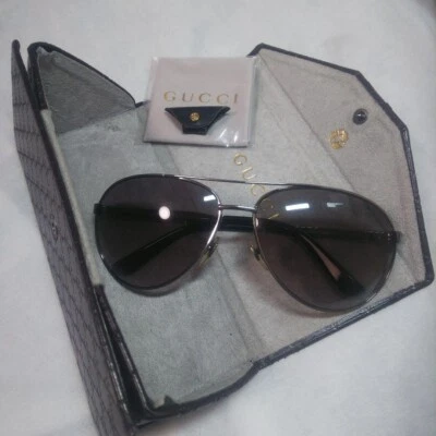 [Unisexe] Lunettes de soleil GUCCI aviateur gris lunettes accessoires de mode... - Photo 1/4