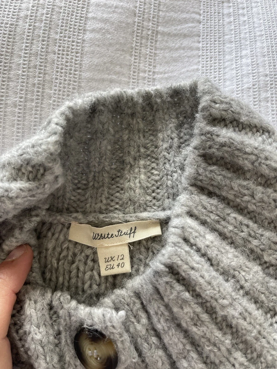 Lovely White Stuff Grey Cable Knit Wool Blend Sleeveless Cardigan Size 12  Pocket | eBay