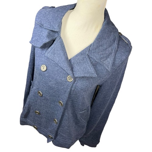 Sudadera Tresics Doble Pecho Abotonada Cuello Punta Manga Larga Azul L - Imagen 2 de 10