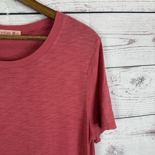 XCVI Shirt Womens Large Pink Asymmetrical Minnimalist Distressed Casual Crew - Picture 2 of 10