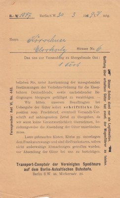 BERLIN, Brief 1929, Transport-Comptoir der Vereinigten Spediteure