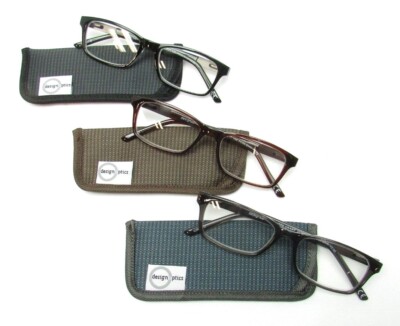 Design Optics Full Frame Classic Reading Glasses with Cases 7163 A/B/C