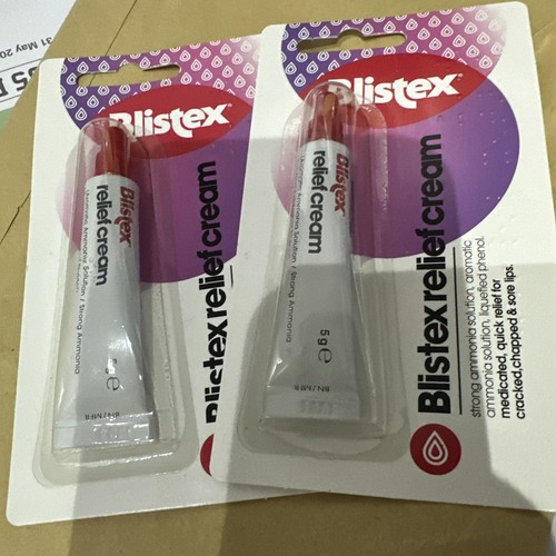 2 x tubes Blistex Relief Cream 5g Lip Balm for Cold Sores Dry Cracked Chapped