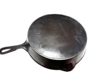 WAGNER WARE CAST IRON SKILLET #10..STRAIGHT LOGO..HEAT RING..DOUBLE SPOUT
