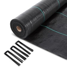 Weed Control Membrane 1m x 50m with 100 Securing Pegs Heavy Duty Weed Control