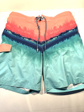 George Swim Trunk Men L 36-38 Quick Dry Stretch Drawstring Pockets Multicolor