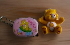 Care Bears Sunshine Bear Mini Tin Box Keychain  Care Bears Figure 2pc Lot