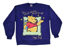 VTG Winnie The Pooh Sweatshirt LARGE Purple Fleece Honey Made in USA Disney
