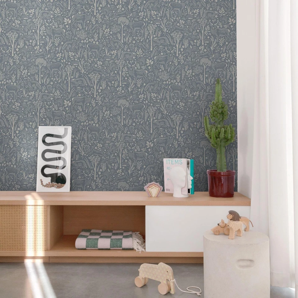 LD3415 蓝色林地壁纸 Grandeco 育婴森林主题 — 第 2/2 张图片