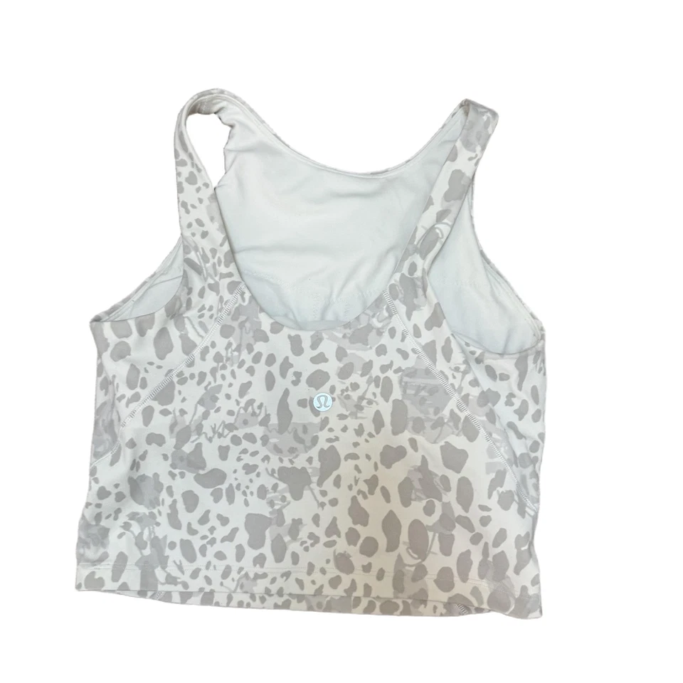 Sujetador deportivo corto Lululemon Align sin mangas talla 4 blanco gris cuello alto estampado animal Foto 2 de 3