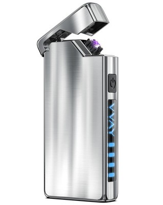 VVAY Lichtbogen Feuerzeug Wiederaufladbar USB-C - 7,6 x 1,2 x 3,5 cm, Silber 