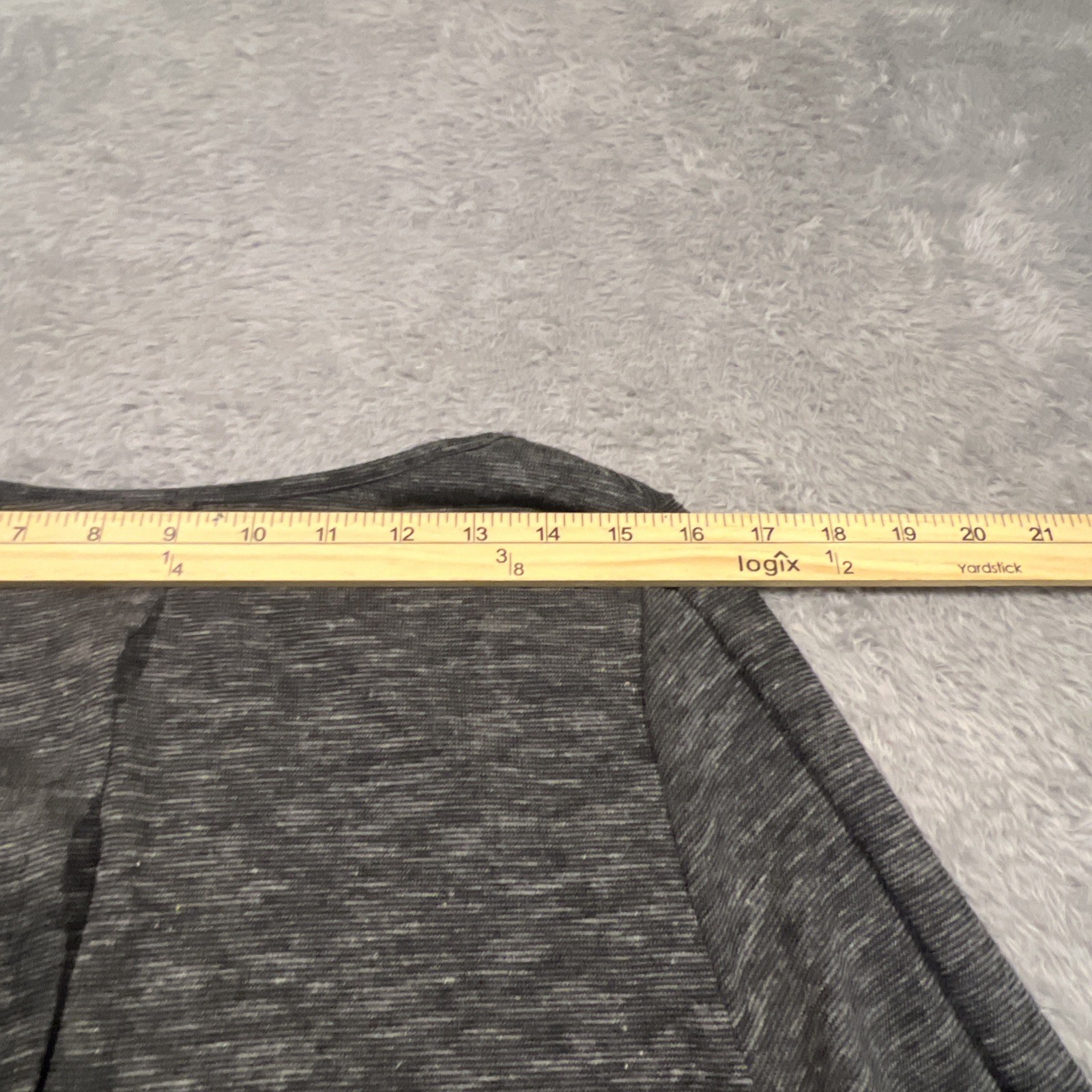 Style & Co Top Women’s M Gray Long Sleeve Rhinestone Bling Neck Tulip Hem