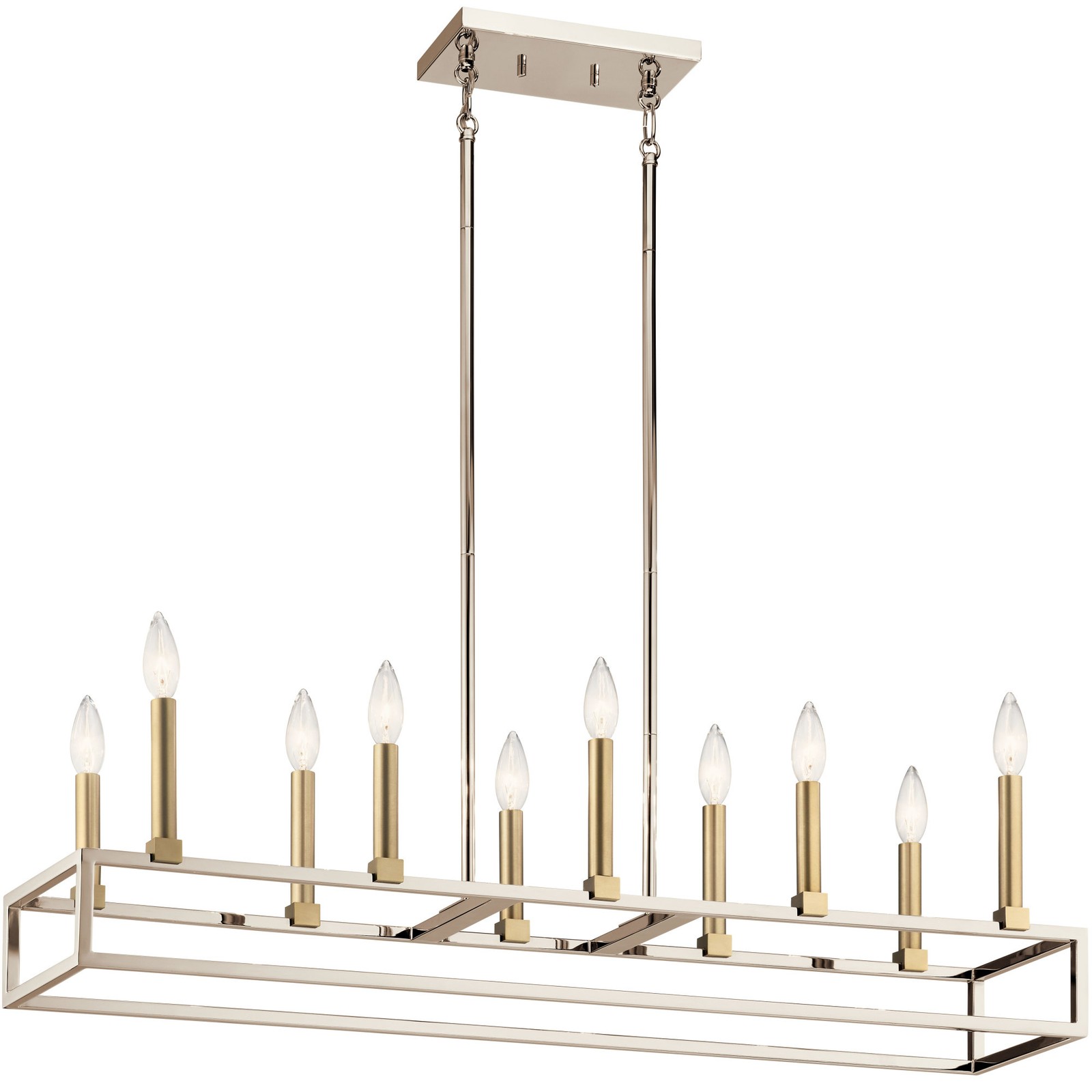 Kichler Finet Linear 10-Light Chandelier in Polished Nickel 44110PN