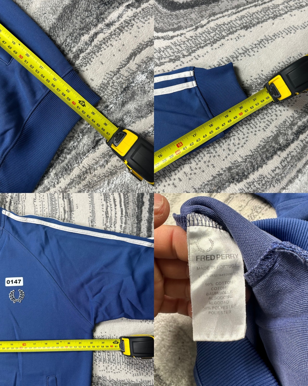 Vintage Fred Perry Oversized Medium Blue Funnel Neck Tracksuit Track Jacket image 7