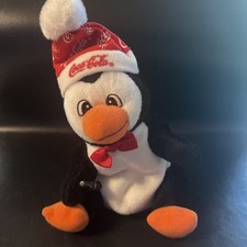 Coca Cola Plush Penguin 1997 Snowflake Cap Coke Bottle