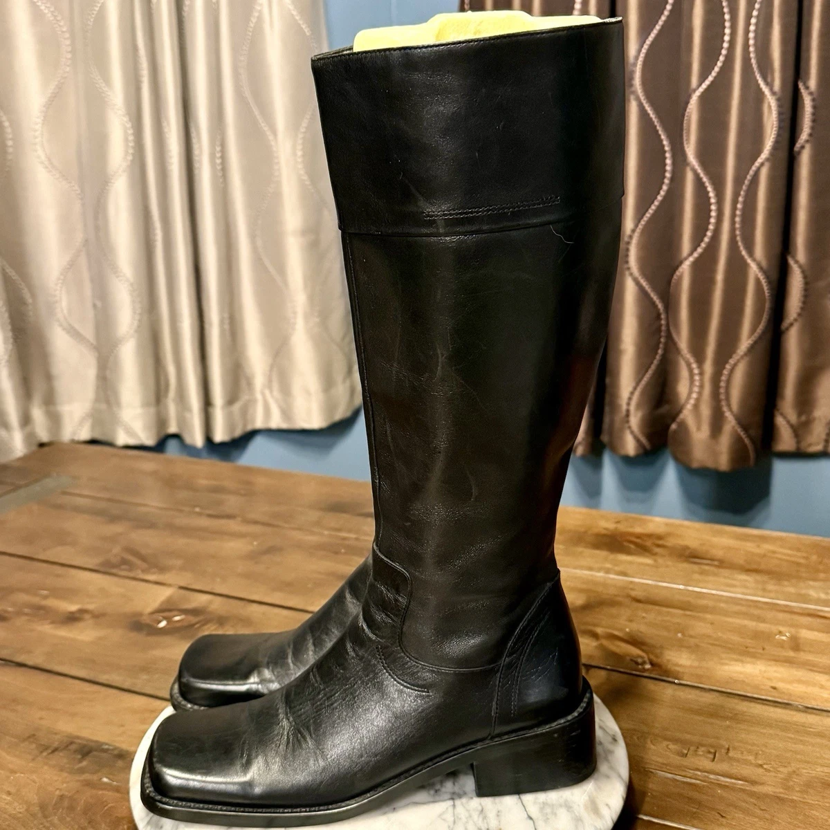 Leather Square Toe Knee High Boots for Women for sale | eBay