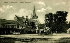 AK GRUSS AUS OESTRICH WINKEL RHEINGAU TAUNUS KREIS HOTEL SCHWAN UM 1910