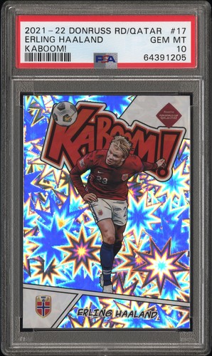 Erling Haaland #17 2021 Panini Donruss Road to Qatar Kaboom card