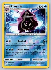 Carta Pokemon rara Cloyster 34/149 Reverse Holo 2017 Sole e Luna LP