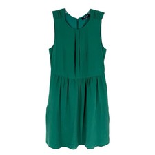 Madewell Silk Dress Womens Size 0 Green Classic Lined Pockets Sleeveless