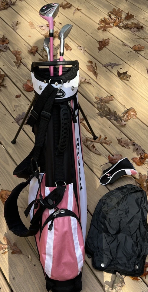 Juego de golf Precise X7 Junior bolsa de pie rosa 22 híbrido, 6/7, 9/P, putter 4 palos diestro Foto 3 de 4