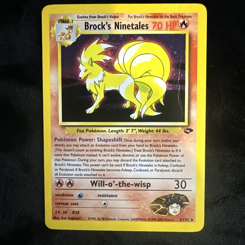 Pokemon Brock's Ninetales 3/132 Gym Challenge Holo Rare Unlimited Vintage