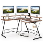 L-shaped Computer Corner Desk 130cm L Shaped Home Office Desk w/Power Outlet