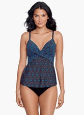 Miraclesuit Tankini Swimsuit Womens 8 Allura Adjustable Straps Floral Top Swimwe