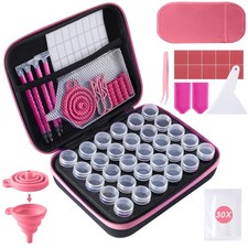 LYMUSUMI 30 Slots Diamond Art Storage Containers for Medium to Large, Pink