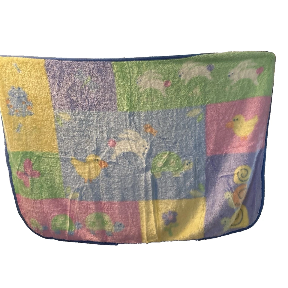 Manta bebé de felpa vintage Carters Tykes conejito pato tortuga rana SEDADA Foto 3 de 4