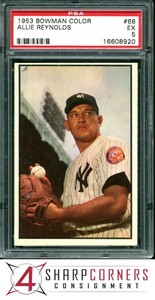 1953 BOWMAN COLOR #68 ALLIE REYNOLDS YANKEES PSA 5
